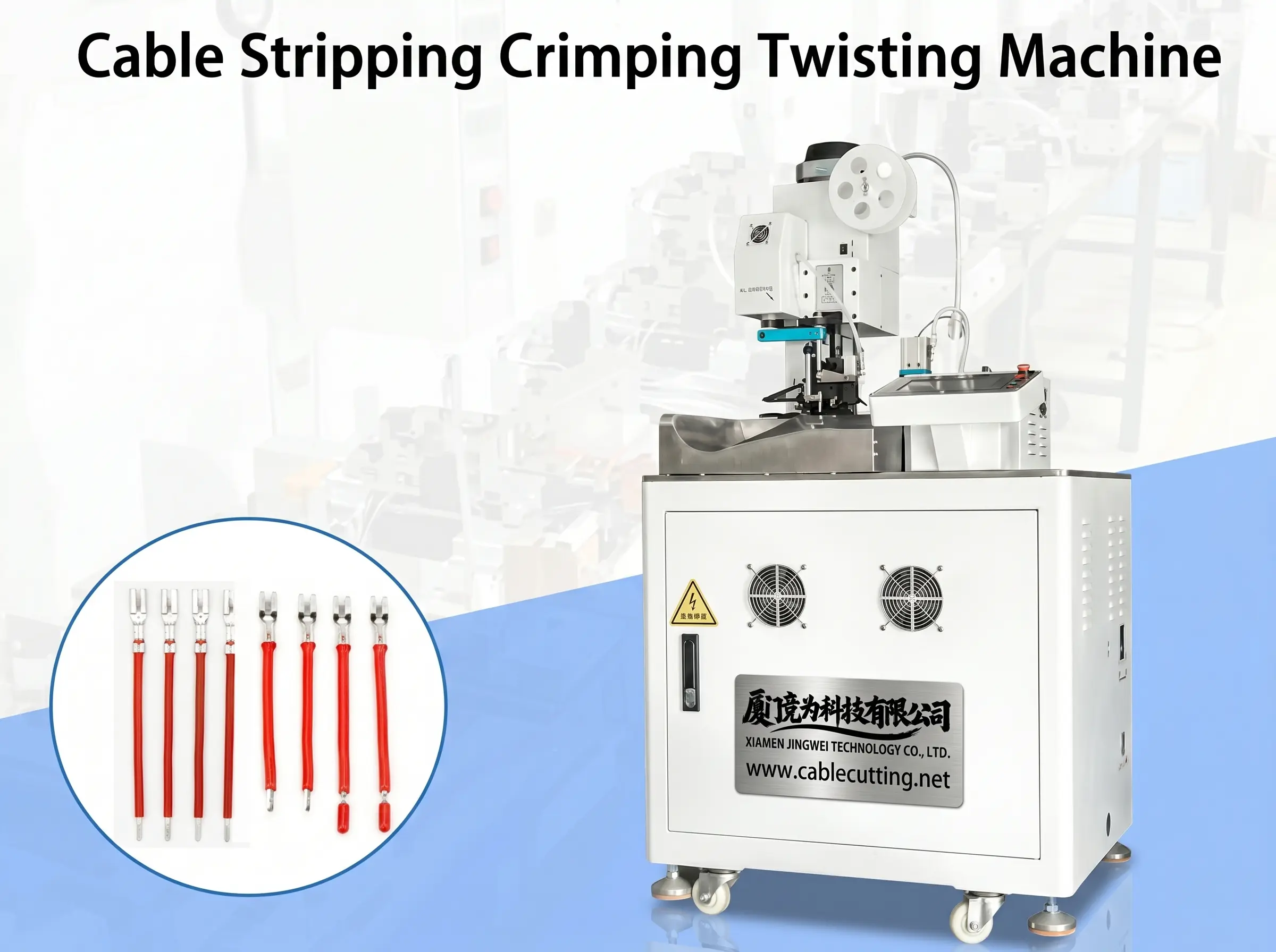 Macchina automatica per spelatura, crimpatura e attorcigliatura cavi