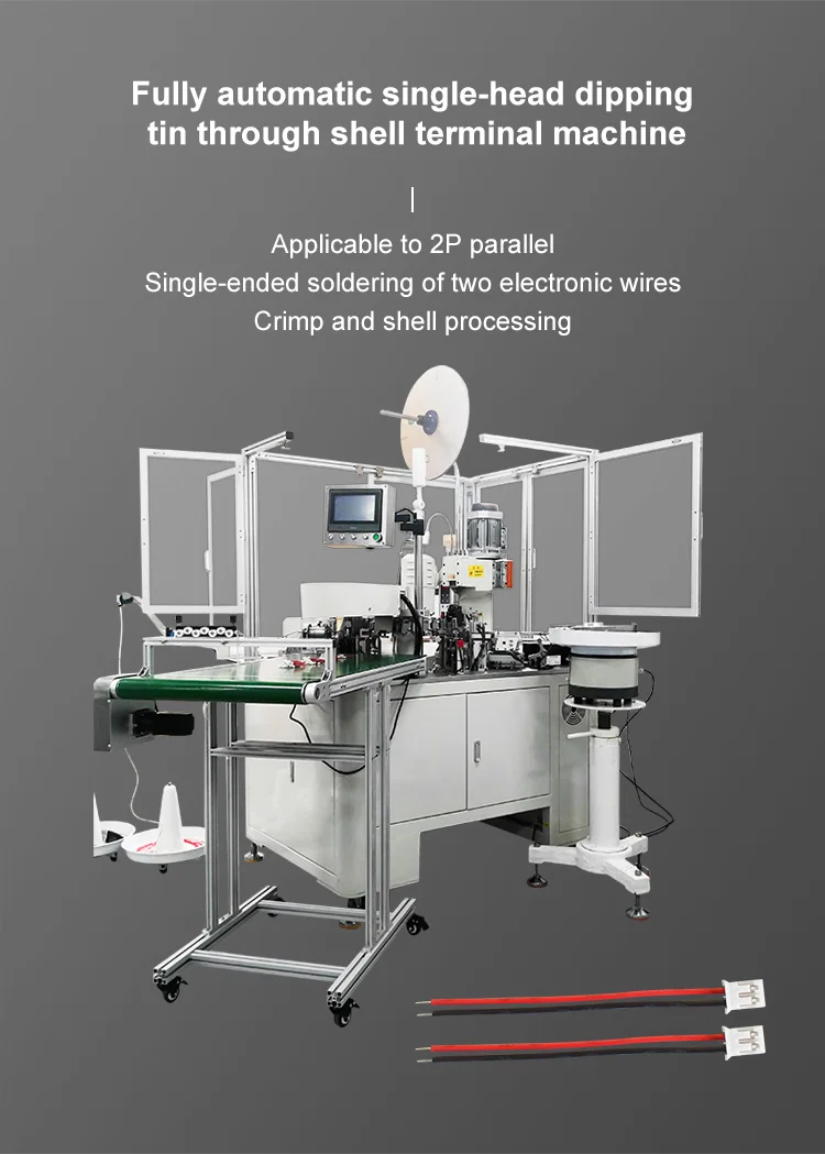  Macchina completamente automatica 2P a filo parallelo a testa singola per immersione in stagno attraverso la macchina terminale a guscio. macchina per tappi di plastica con inserto a filo, Visualizza Macchina per tappi a guscio con inserto a filo parallelo 