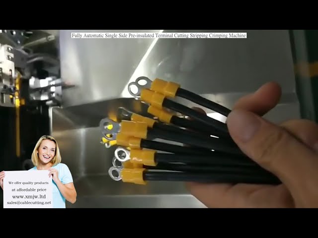 Macchina automatica per taglio, spelatura e crimpatura di terminali preisolati su un lato