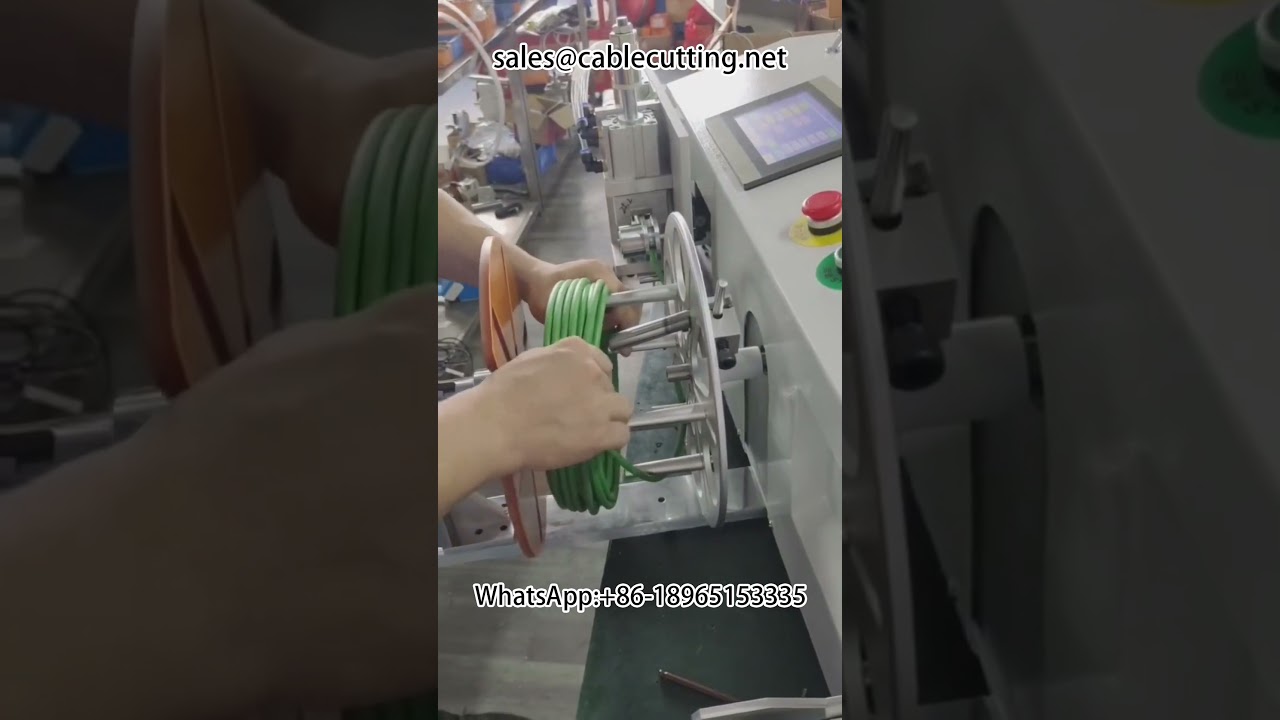 Macchina automatica per conteggio metri, taglio, avvolgimento e legatura di cavi e fili